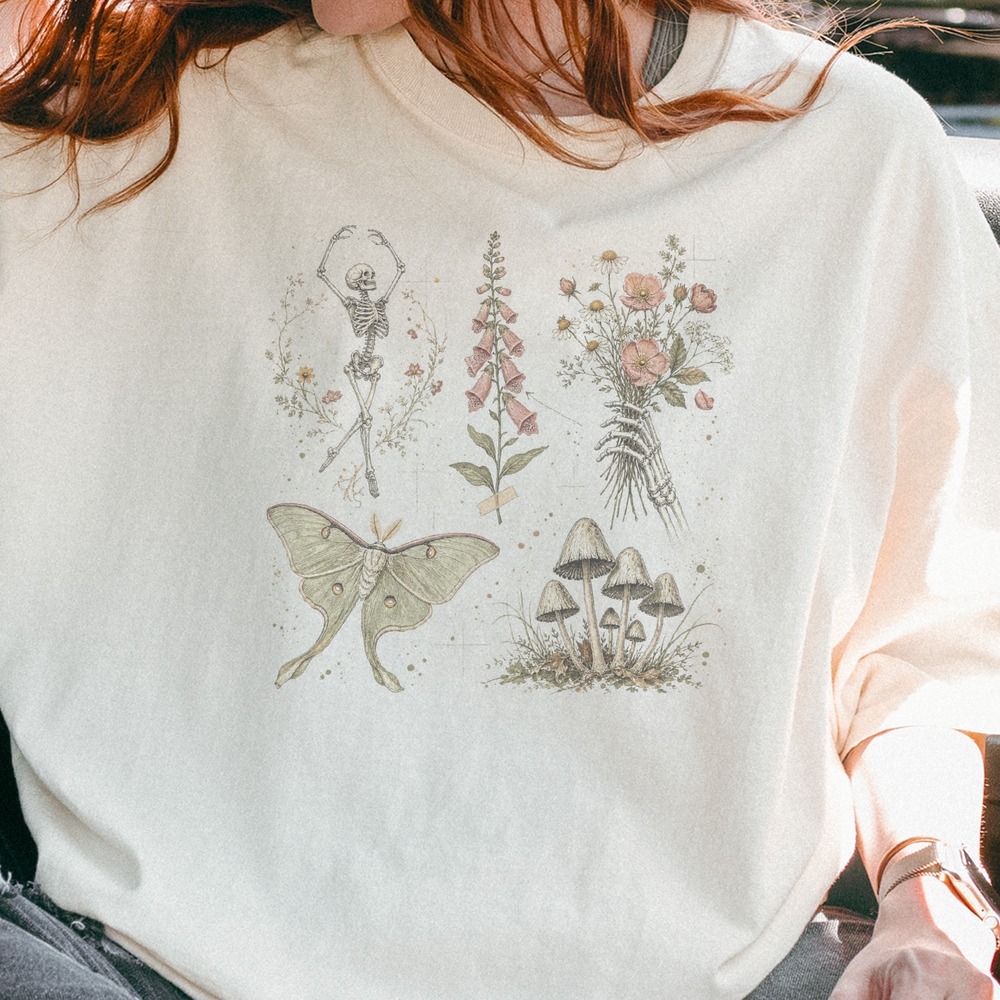 Dancing Skeleton and Wildflower Sticker Sheet Tee